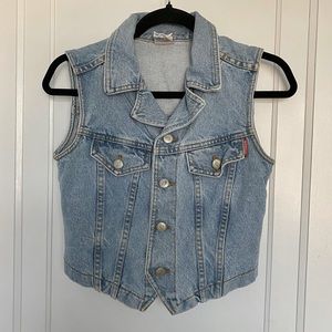 vintage light wash denim vest